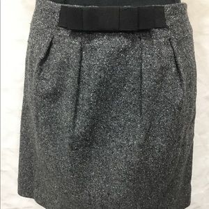 Ann Taylor LOFT Grey Tweed Wool Skirt w/Bow Sz 6